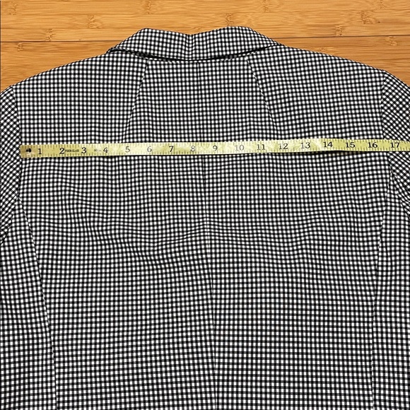 Talbots Tailored Gingham Blazer Size 16 Black White One Button Notched Pockets - Picture 17 of 17
